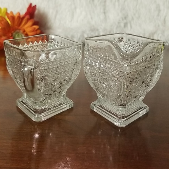 Indiana Glass Sandwich Pattern Creamer & Sugar - Picture 5 of 9